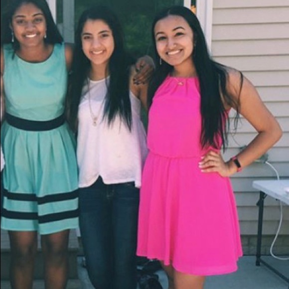 Francesca’s Hot Pink Halter Dress - Picture 4 of 4